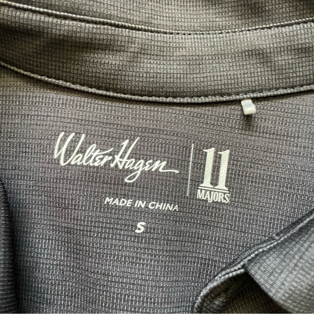Mens Walter Hagen Dark Grey Long Sleeve Golf Polo - Picture 3 of 4